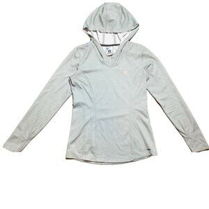 Salomon Athletic Fitted Hoodie XS Grey Silver Dry Fitted Gym Workout Women